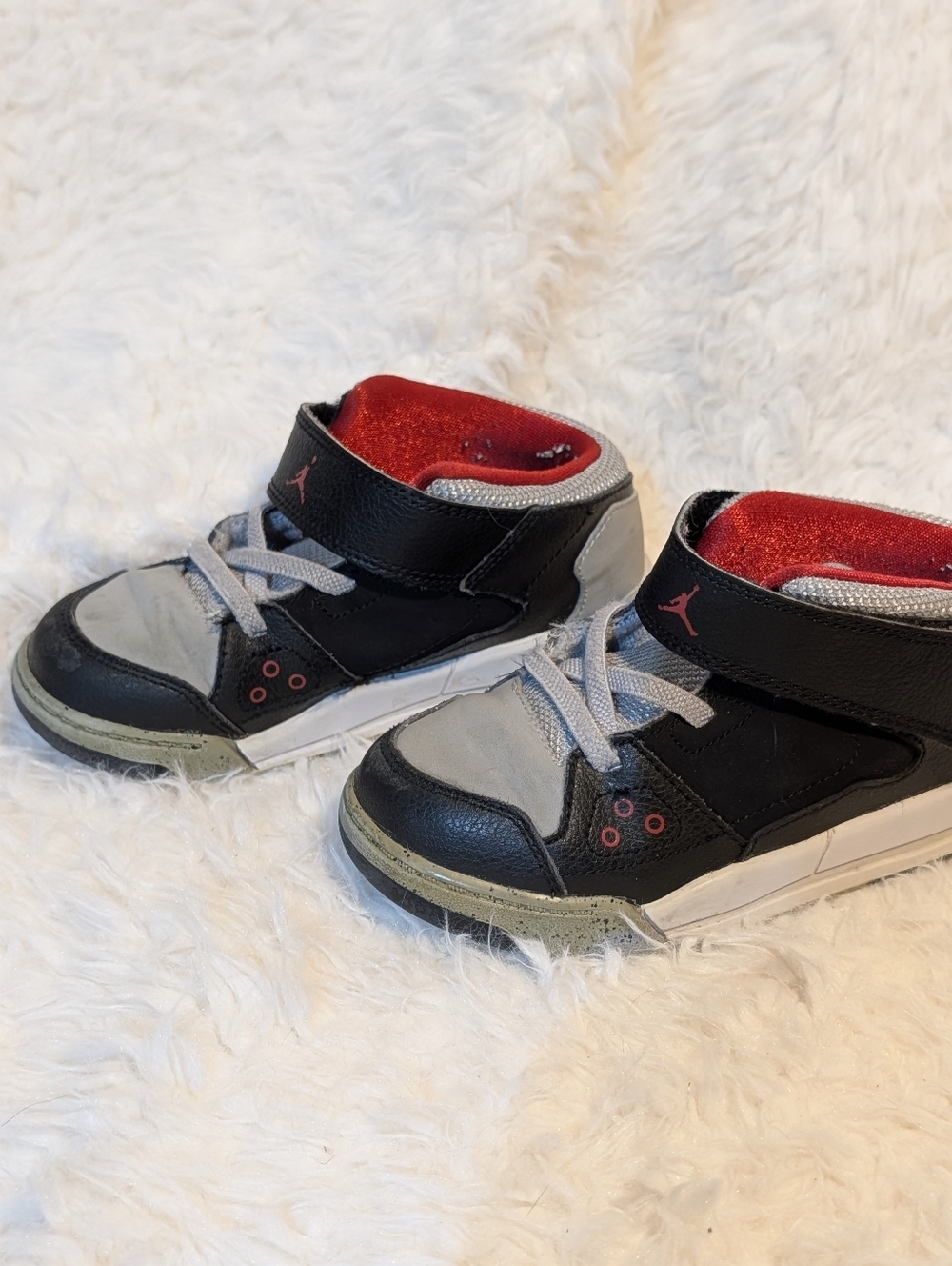Jordan Kids' Black, Gray & Red Mid-Top Sneakers Size 10c